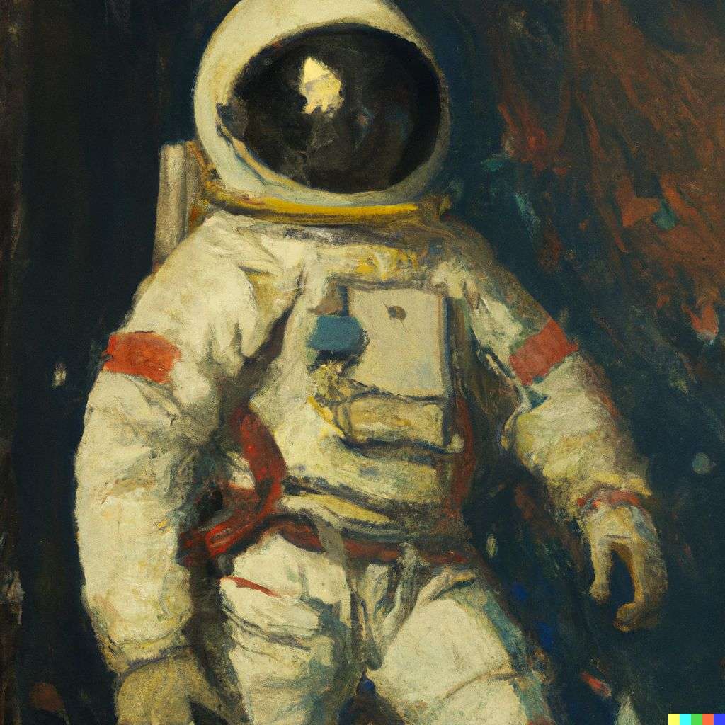 an astronaut, painting from the 19th century